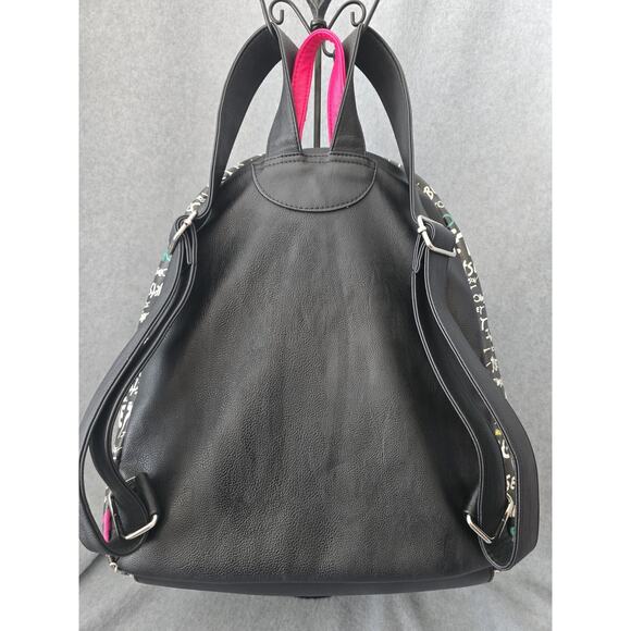 Betsey Johnson Backpack Logo Black Pink Large - Picture 2 of 10